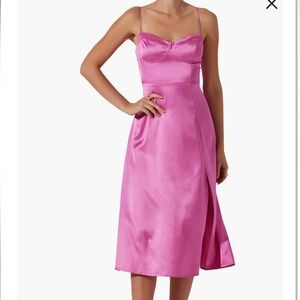 ASTR the Label Pink Bustier Satin Midi Dress, Size Large, NWOT